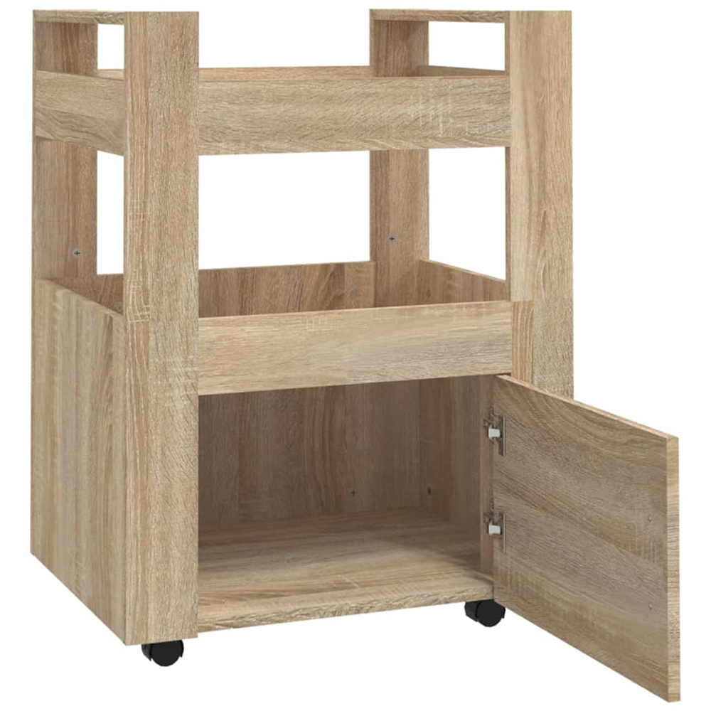 vidaXL Single Door 2 Shelf Sonoma Oak Kitchen Trolley Image 5