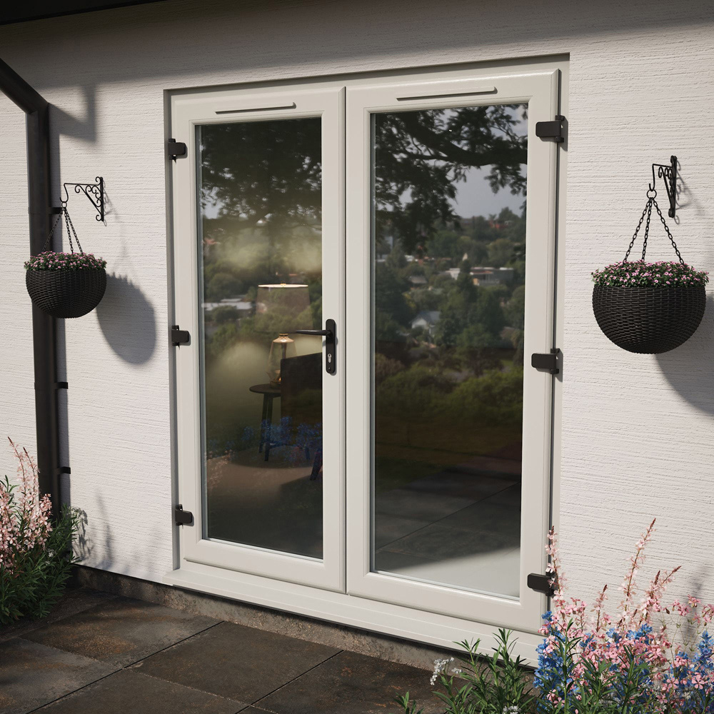 Crystal Agate and White LH Master Clear Glass uPVC Triple Glazed French Door 1790 x 2055mm Image 2