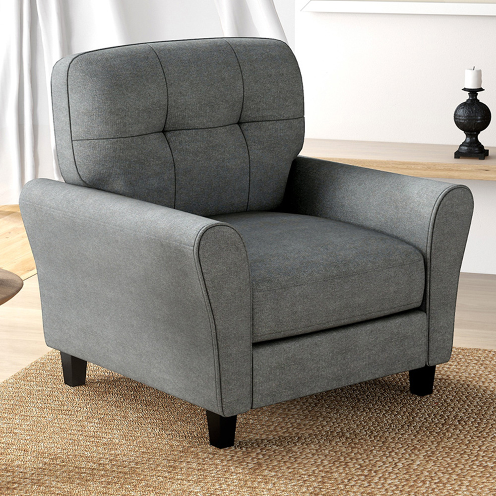 Costway Grey Tufted Upholstered Accent Chair Image 1