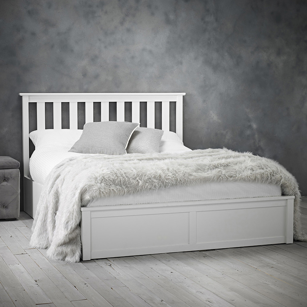 LPD Furniture Oxford King Size White Ottoman Bed Frame Image 1