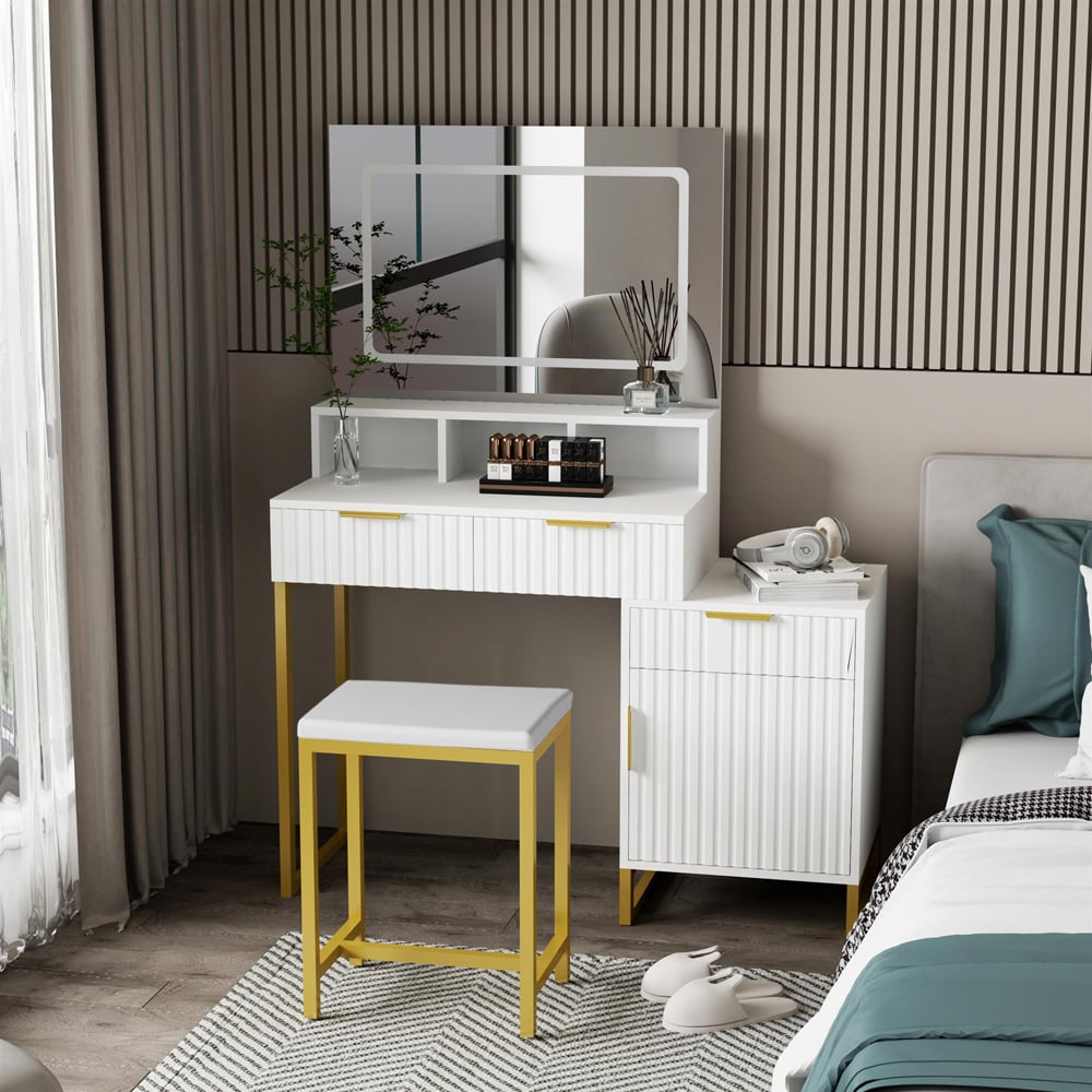 Kosy Koala Luna 2 Drawer LED Mirror Dressing Table with Stool Image 6