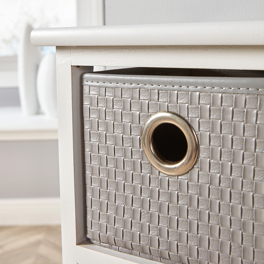 Home Source Sandringham 4 Drawer White and Grey Storage Cabinet Image 4