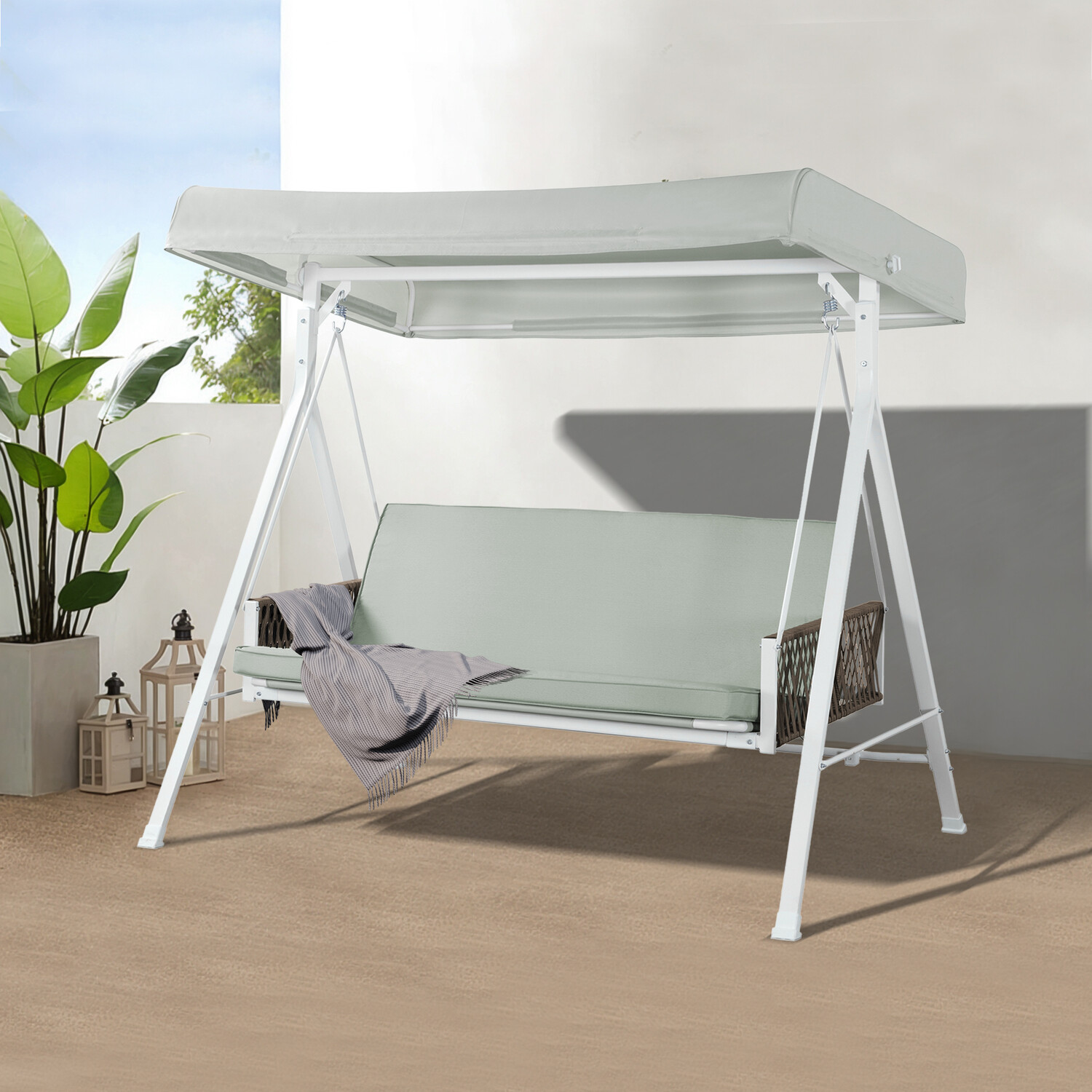 Mayfair 3 Seater Sage Swing Chair Wilko
