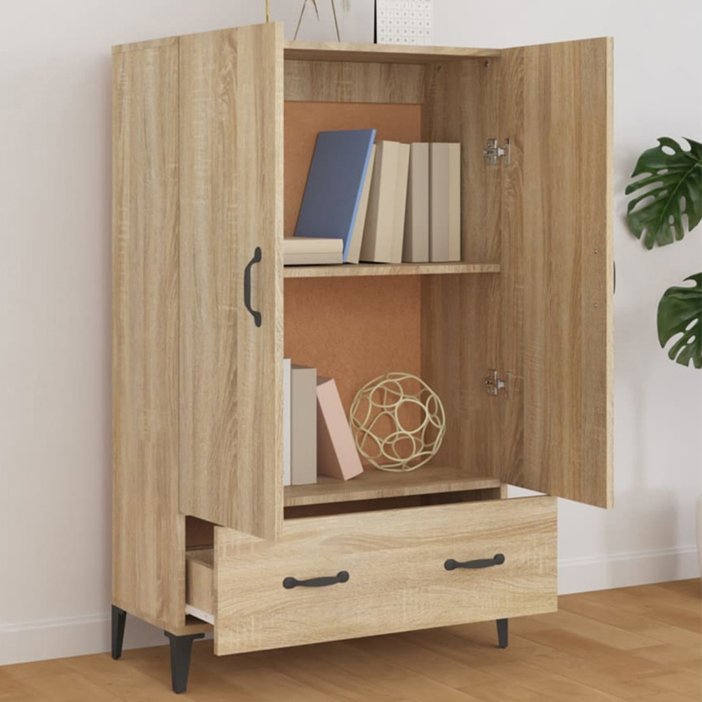 vidaXL 2 Door Single Drawer Sonoma Oak Highboard Image 1