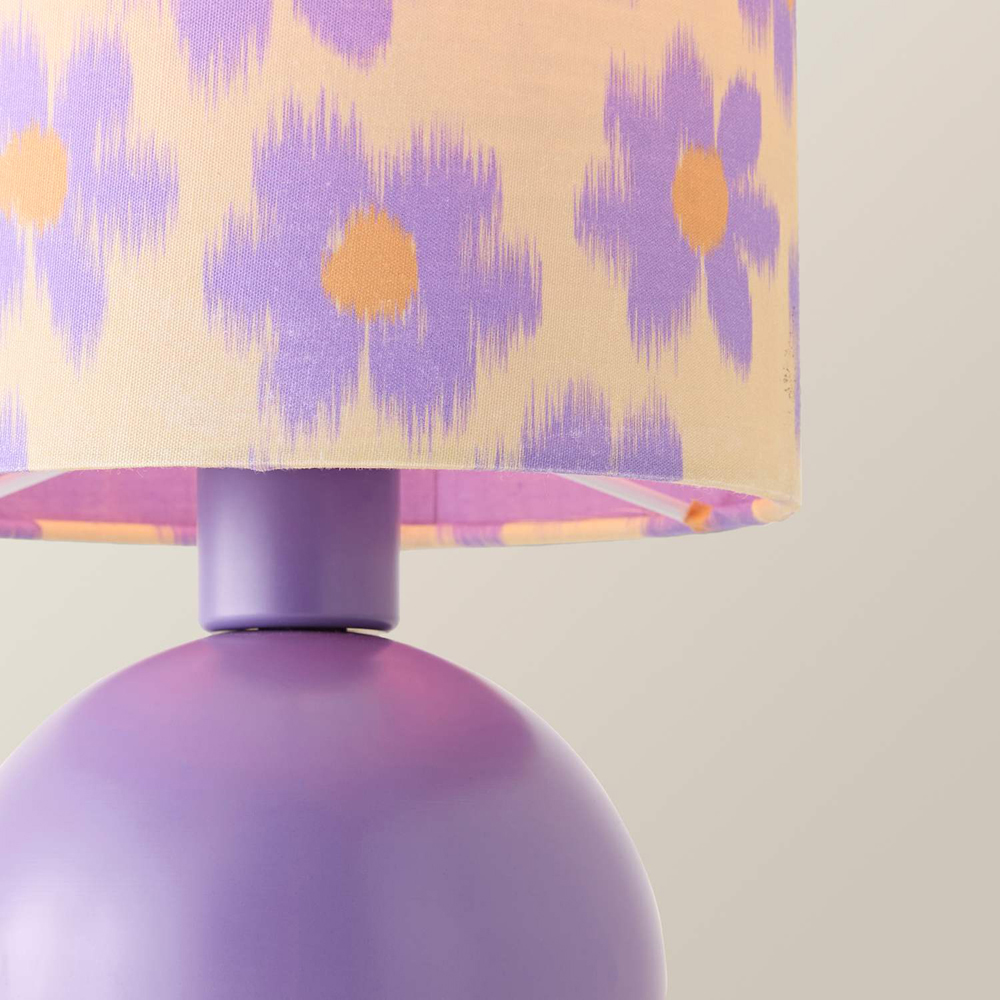 ValueLights Miley Floral Print Shade Purple LED Table Lamp with Bulb Image 3