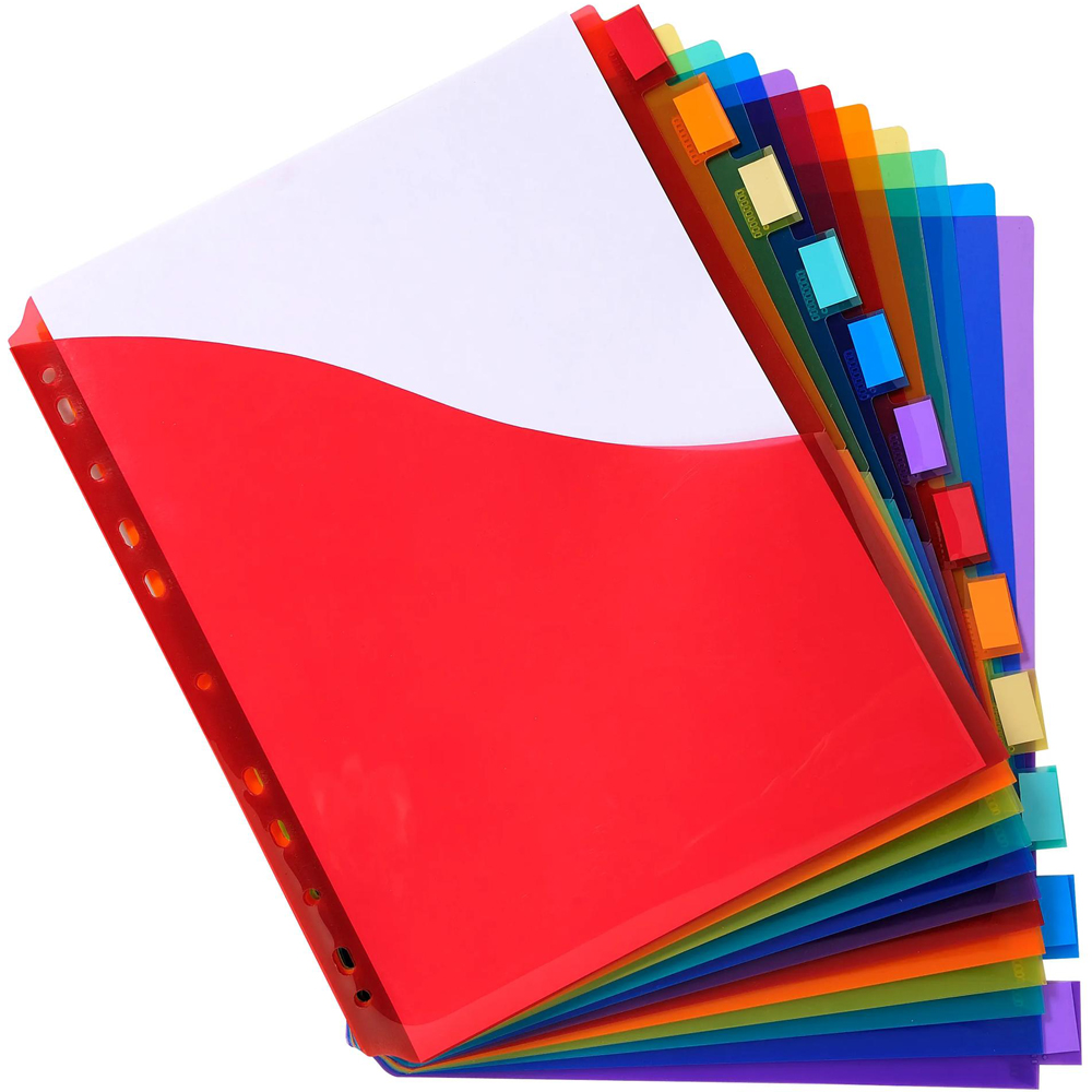 Exacompta A4 Maxi 12 Section Assorted Colour Polypropylene Divider 10 Pack Image 4