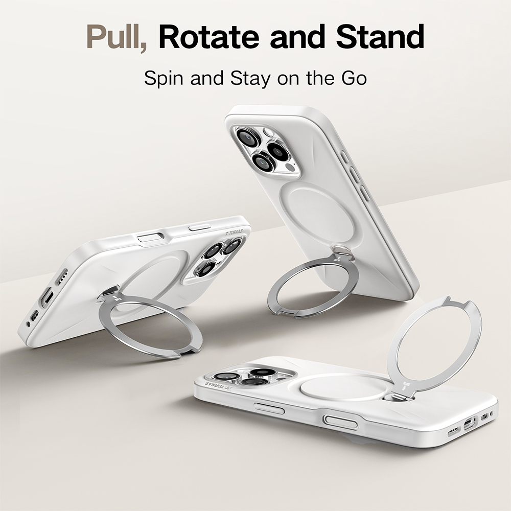 Torras Ostand Spin White iPhone 16 Pro Max Fusion Phone Case Image 5
