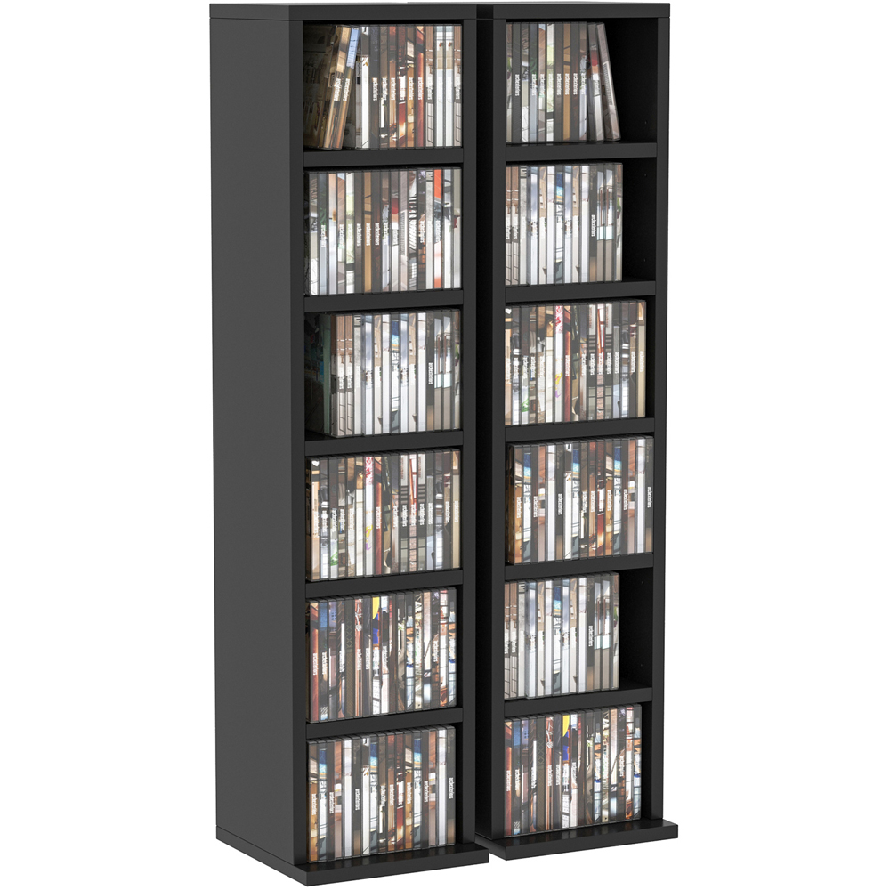 HOMCOM 5 Adjustable Shelf Black CD Storage Units Set of 2 Image 2