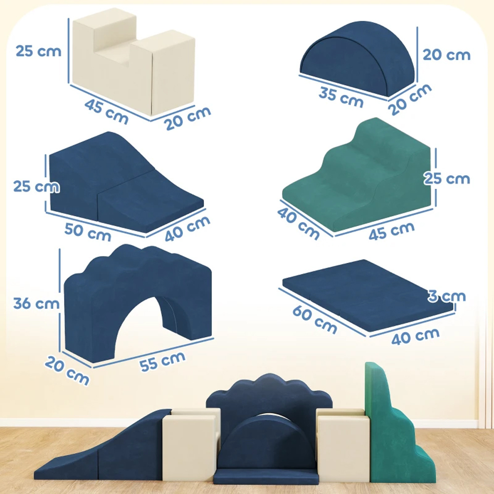 AIYAPLAY Dark Blue Kids Foam Climbing Blocks Soft Play Set 7 Piece Image 9