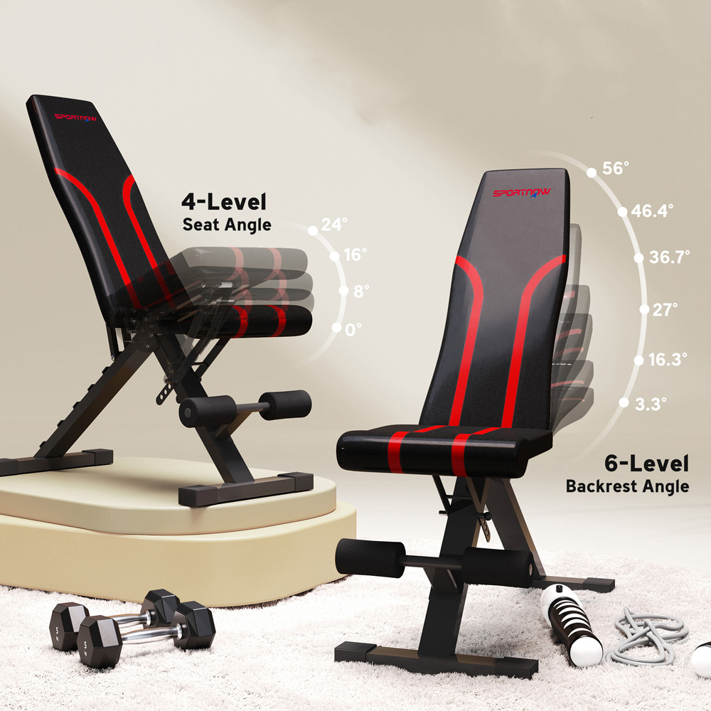 SPORTNOW Foldable Weight Bench with 6 Level Backrest and Leg Extension Image 7