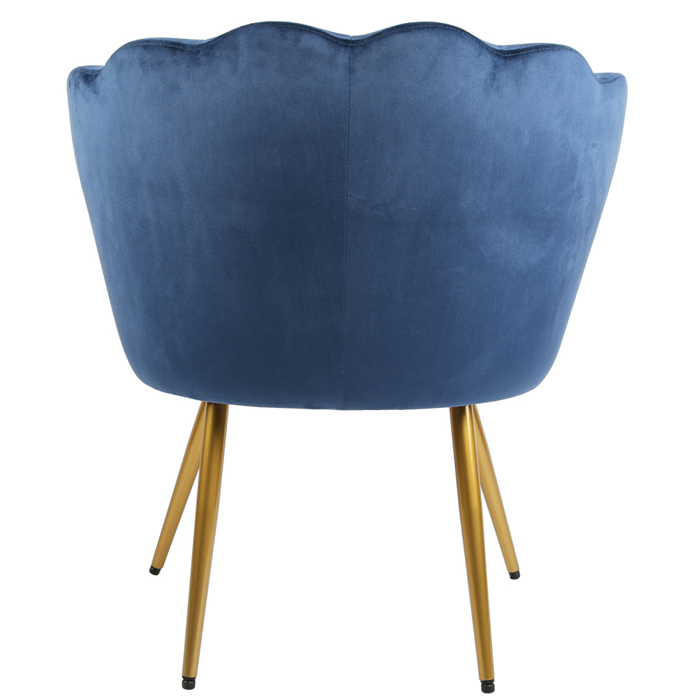 Flora Petal Back Accent Tub Chair Velvet Upholstery - Navy Image 5