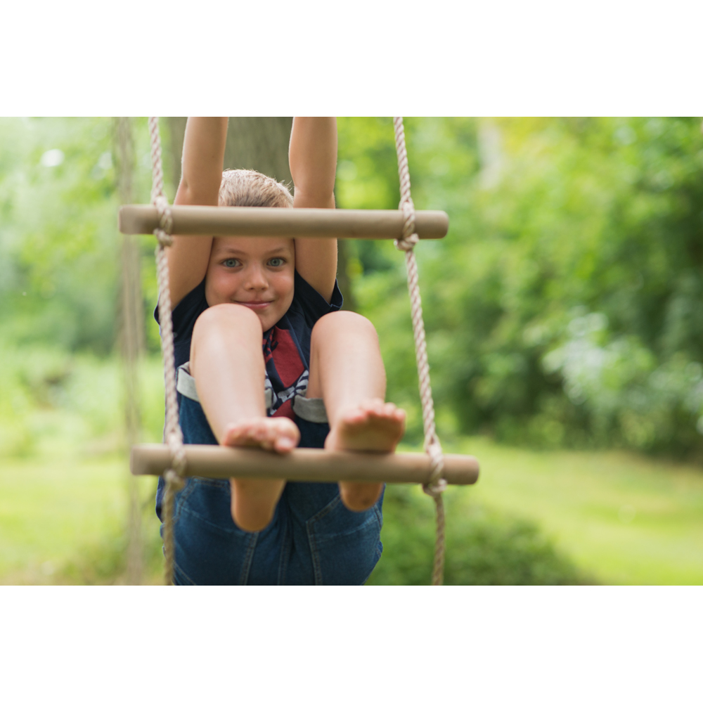 Plum Play Gibbon Wooden Double Swing Set with Climbing Rope and a Cargo Rope Ladder Image 6