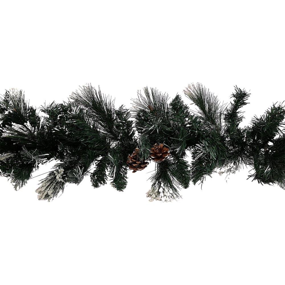 Samuel Alexander Frosted Glacier Christmas Garland with Pine Cones 270cm Image 1