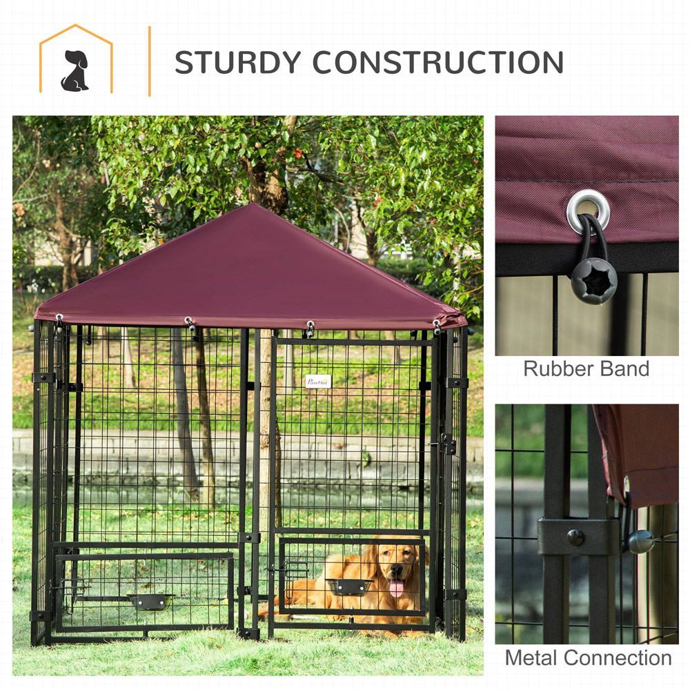 PawHut Dog Kennel with Rotating Bowl Holders Image 6