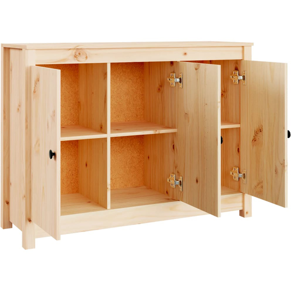 vidaXL 3 Door Natural Solid Pine Wood Sideboard Image 4