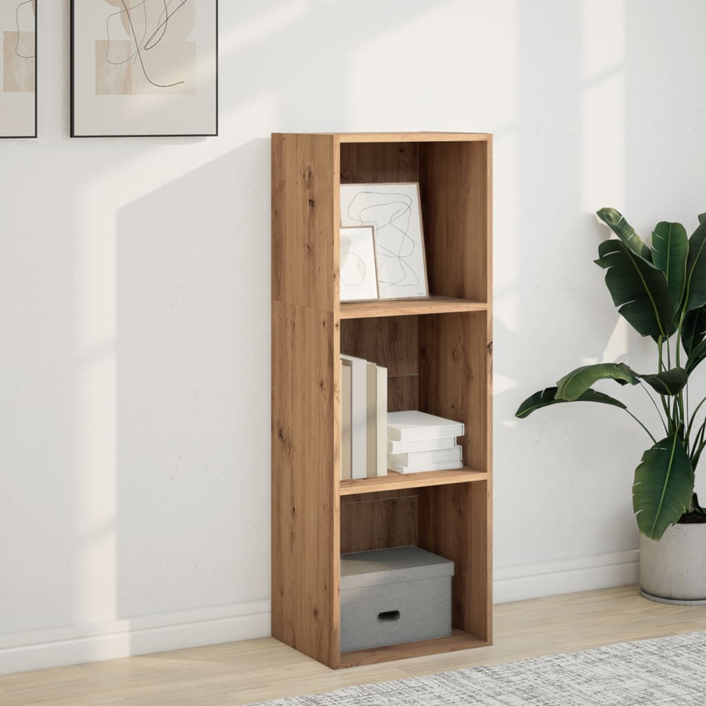 vidaXL 3 Shelf Artisan Oak Slim Bookcase Image 7