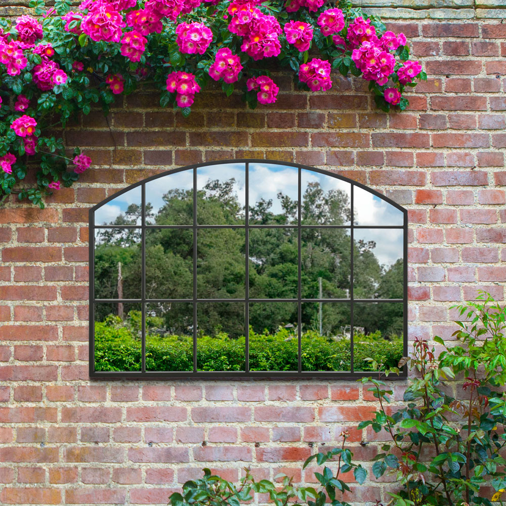 MirrorOutlet The Arcus Black Framed Arched Garden Wall Mirror 110 x 75cm Image 5