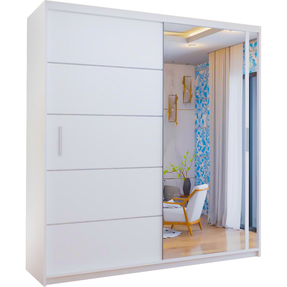 M N Furniture Venece 2 Door White Mirrored Sliding Wardrobe 120cm Image 2