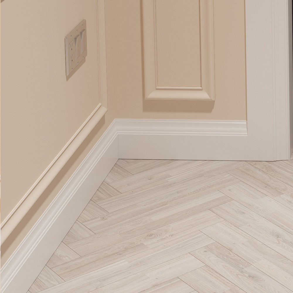National Skirting White Lambs Tounge II Primed Skirting Board 18mm 195 x 4200mm Image 2