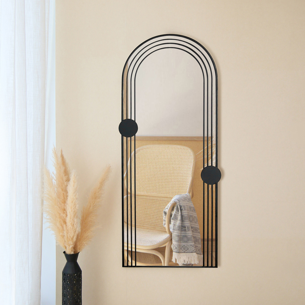 Charles Bentley Warsaw Black Arch Outdoor Wall Mirror with Dots 155 x 64.5cm Image 7
