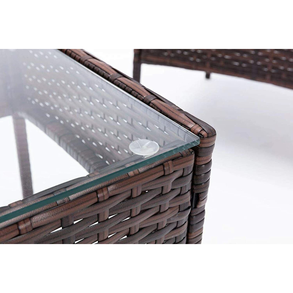 Roger 4 Seater Brown Rattan Outdoor Sofa Set with Table and Seat Cushions Image 3