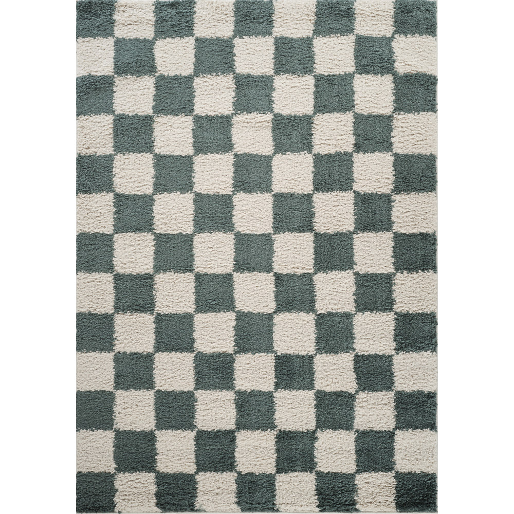 Desire Rugs Chester Jade Green Shaggy Checkered Rug 160 x 230cm Image 1