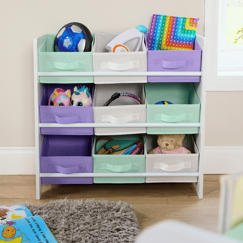 Home Source Anya 9 Fabric Drawer Multicolour Sealife Animal Kids Toy Organiser Image 7
