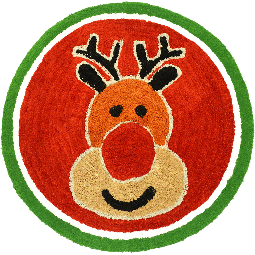 Allure Bath Fashions Christmas Rudolph Tufted Round Bath Mat Image 1