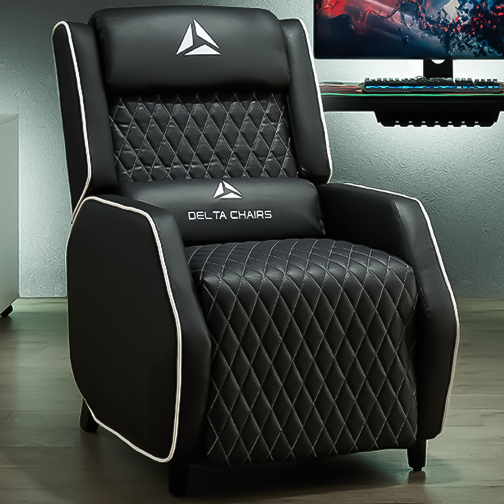 Home Detail Cougar Black and White Manual Gaming Recliner Chair Image 1