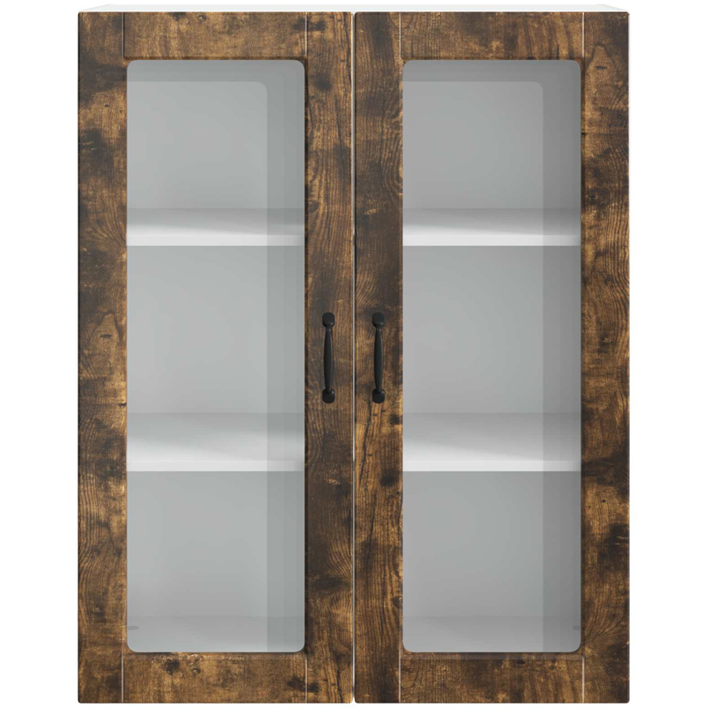 vidaXL 2 Glass Door Smoked Oak Kitchen Wall Cabinet Image 4