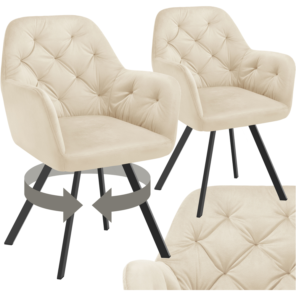tectake Lucia Set of 2 Cream Quilted Armchair Image 2