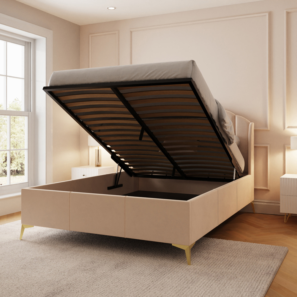 GFW Pettine Double Pink End Lift Ottoman Storage Bed Image 8