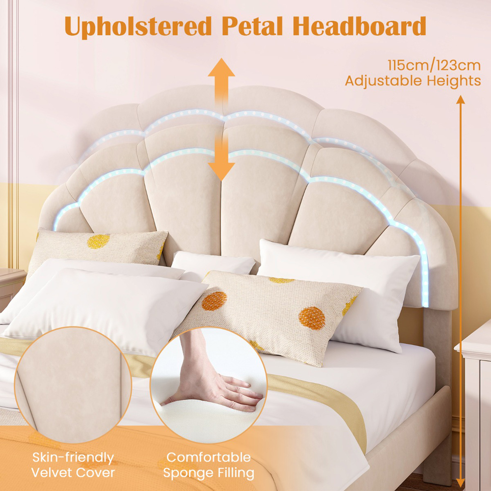 Costway King Size Platform Bed with Adjustable Petal Headboard Image 6