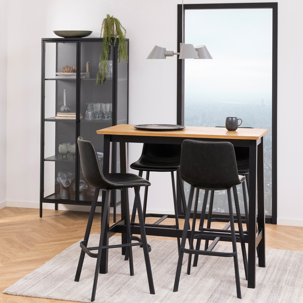 Florence Newcastle 2 Door 4 Shelf Matt Black Tall Display Cabinet Image 9