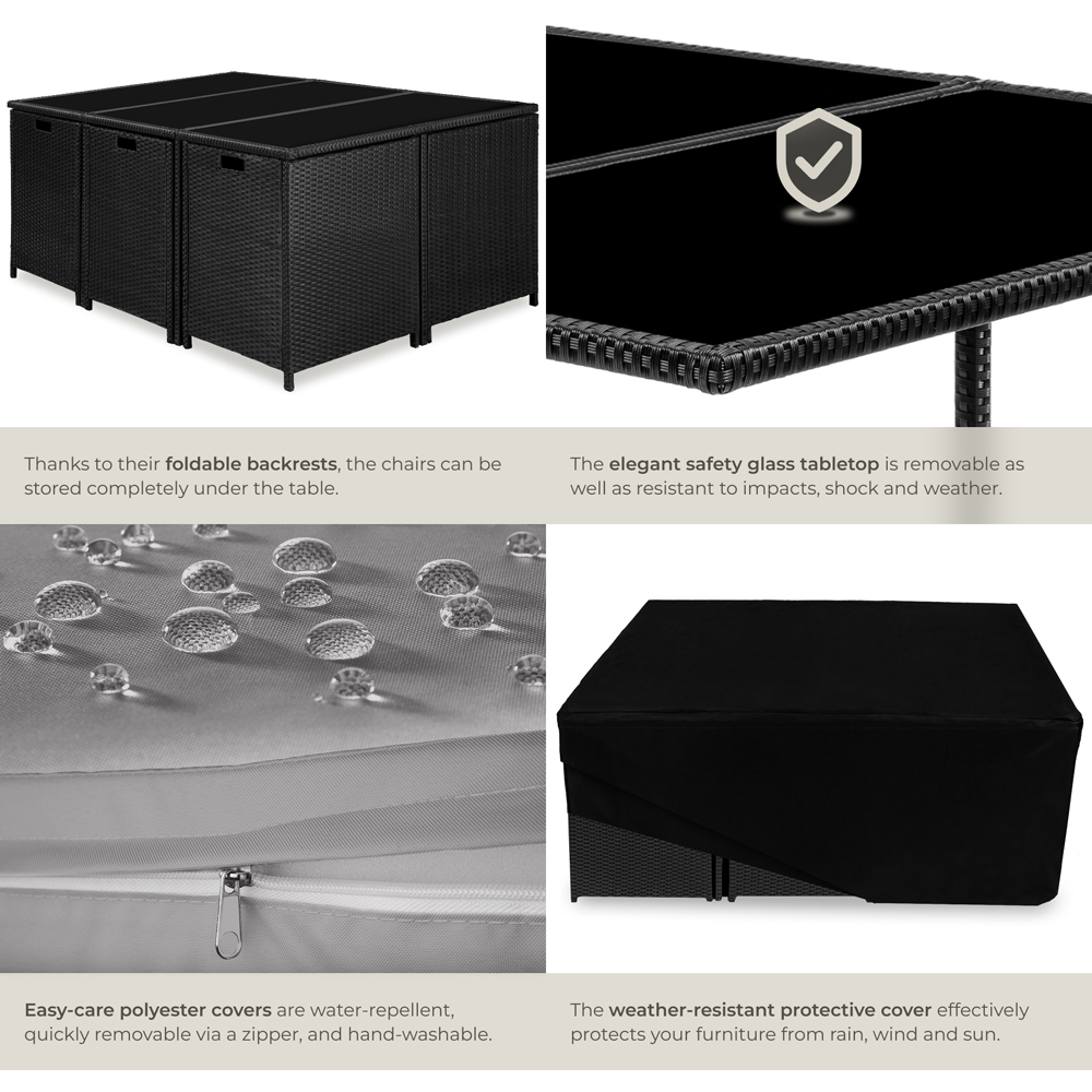 tectake Malaga 10 Seater Black and Grey Dining Set Image 5