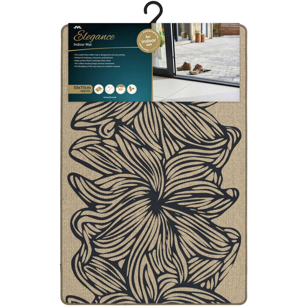 JVL Elegance Flower Rubber Backed Door Mat and Runner Set Image 2