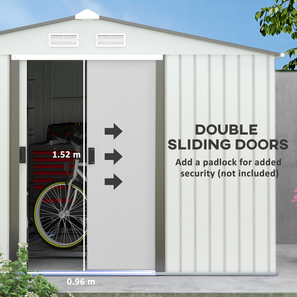 Outsunny 9 x 6ft Single Door Silver Galvanised Garden Storage Shed Image 5