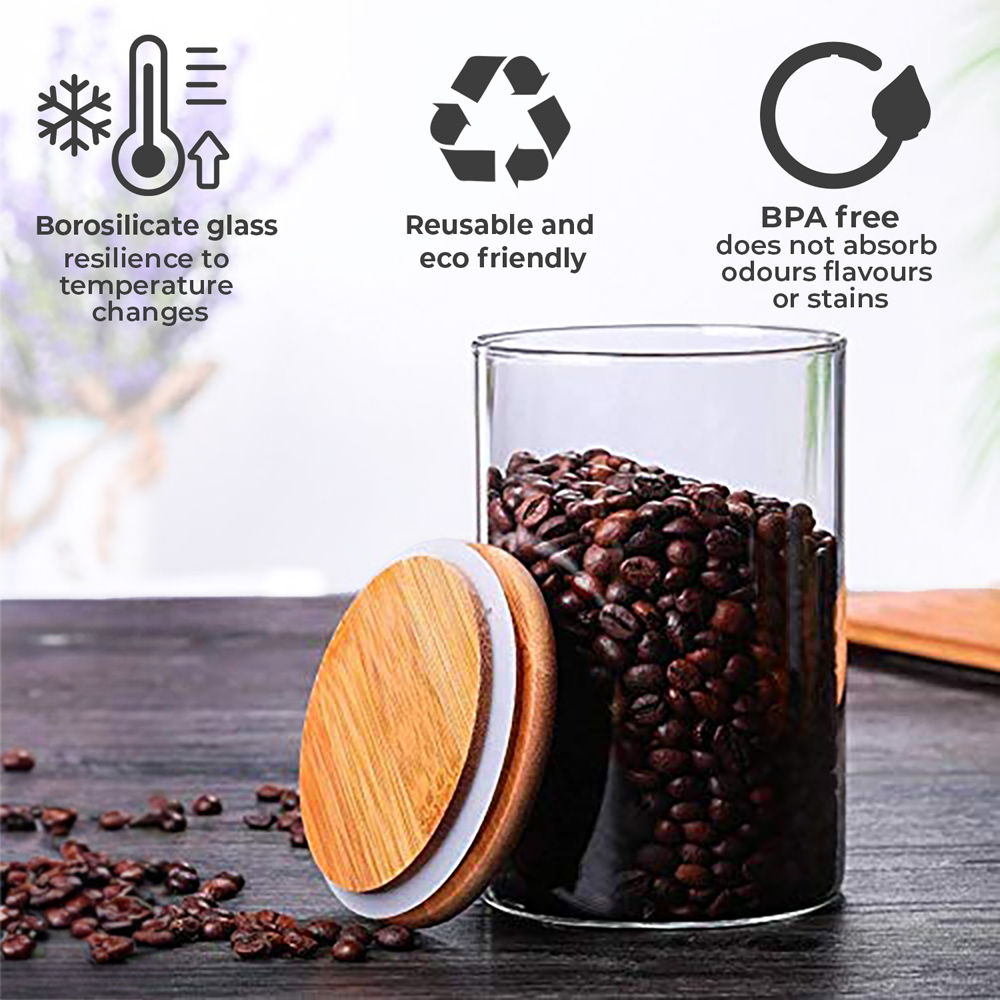 Neo Airtight Bamboo Lid Glass Storage Jar 6 Pack Image 9