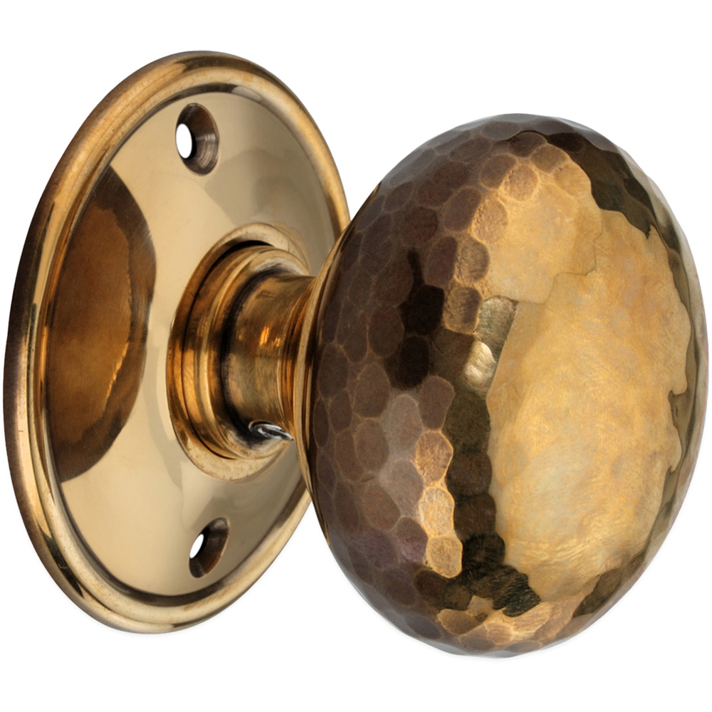 Spira Brass Aged Brass Hammered Cottage Large Rim and Mortice Door Knob 2 Pack Image 3