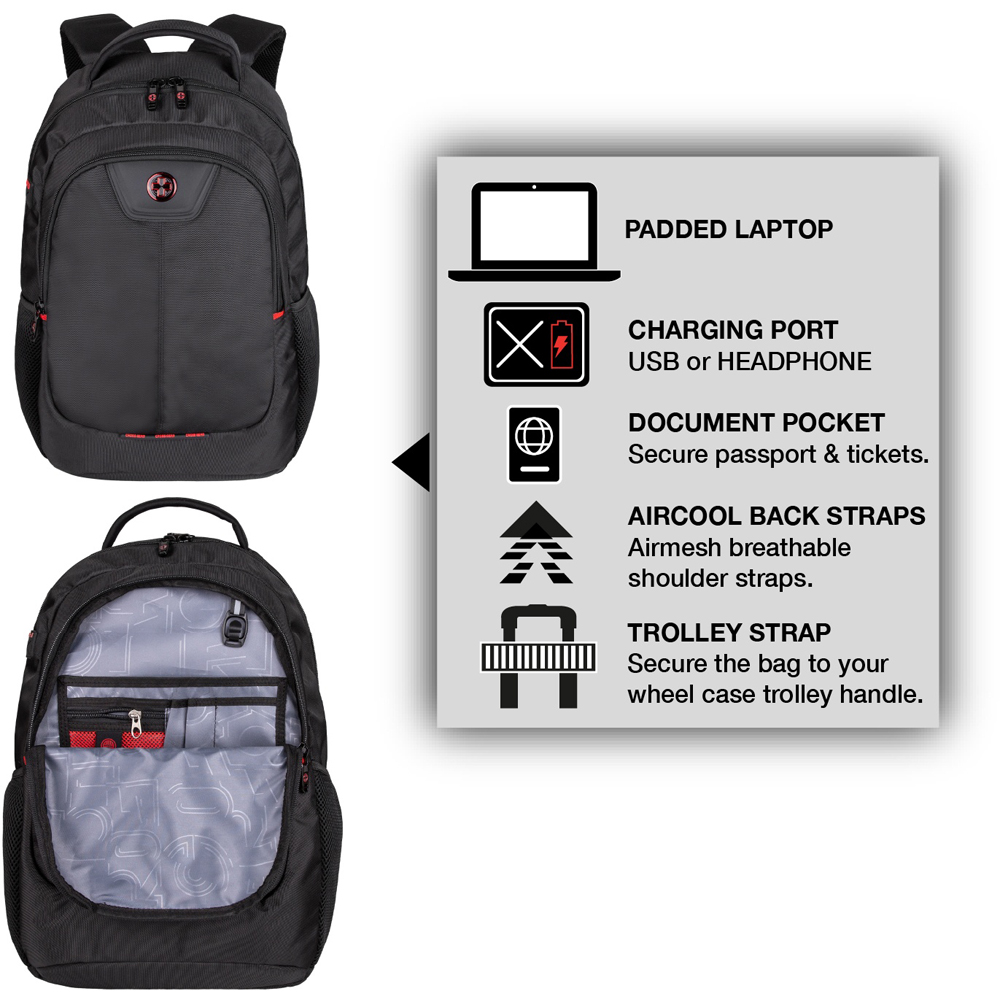 Crossgear Lisbon Black Laptop Backpack 40cm Image 9