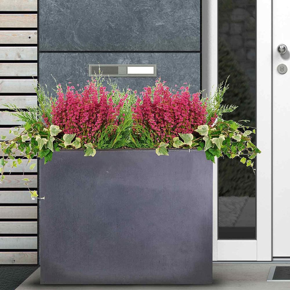 wilko Narrow Faux Lead Dark Grey Light Concrete Outdoor Planter 50.5cm Image 5