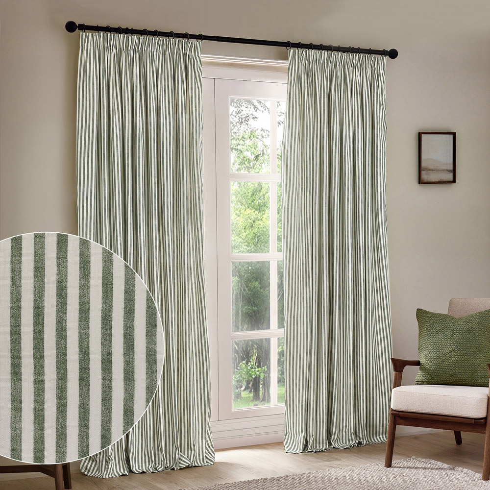 Yard Hebden Forest Cotton Blackout Pencil Pleat Curtains 117 x 137cm Image 2