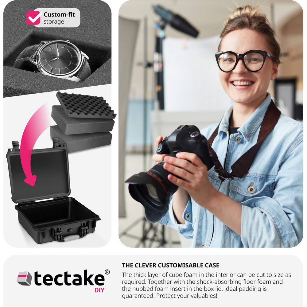 Tectake Large Black Hard Shell Waterproof Camera Case Image 7