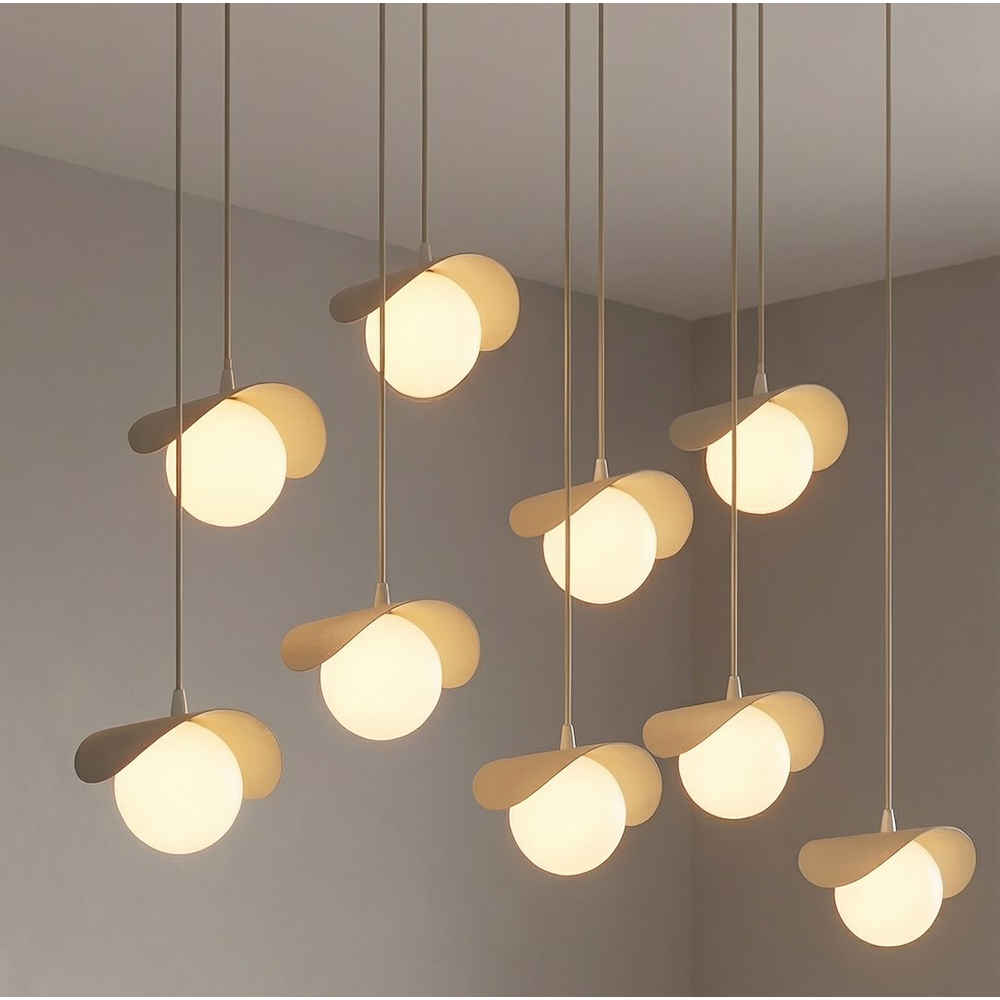 Emibig Ritual 9 Light Beige G9 Ceiling Pendant Light Image 4