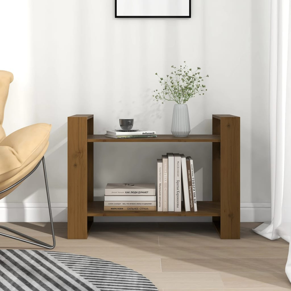 vidaXL 2 Shelf Honey Brown Bookcase Image 7