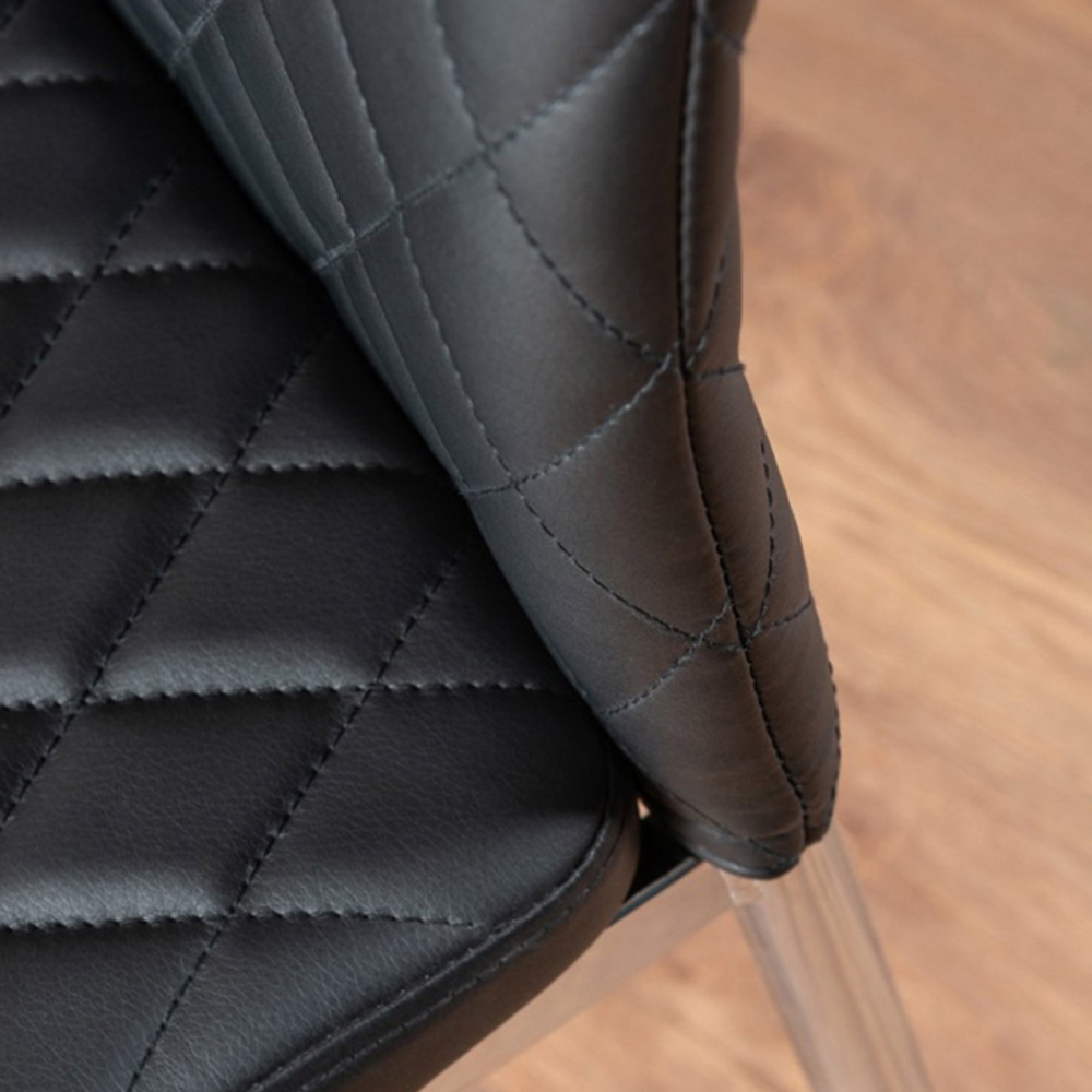 Furniturebox Arona Valera Marble Effect 6 Seater Round Dining Set White Black and Chrome Image 8