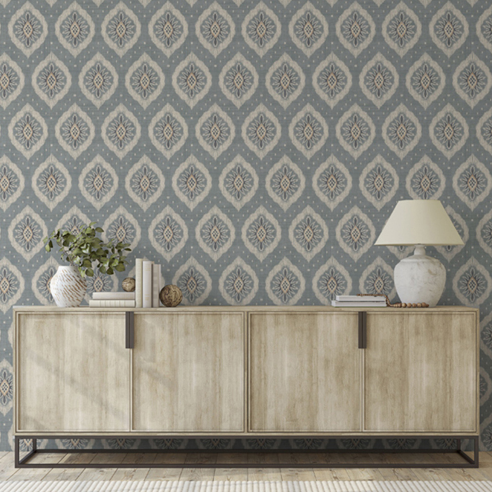 Esselle Home Odina Ikat Soft Blue Wallpaper Image 4