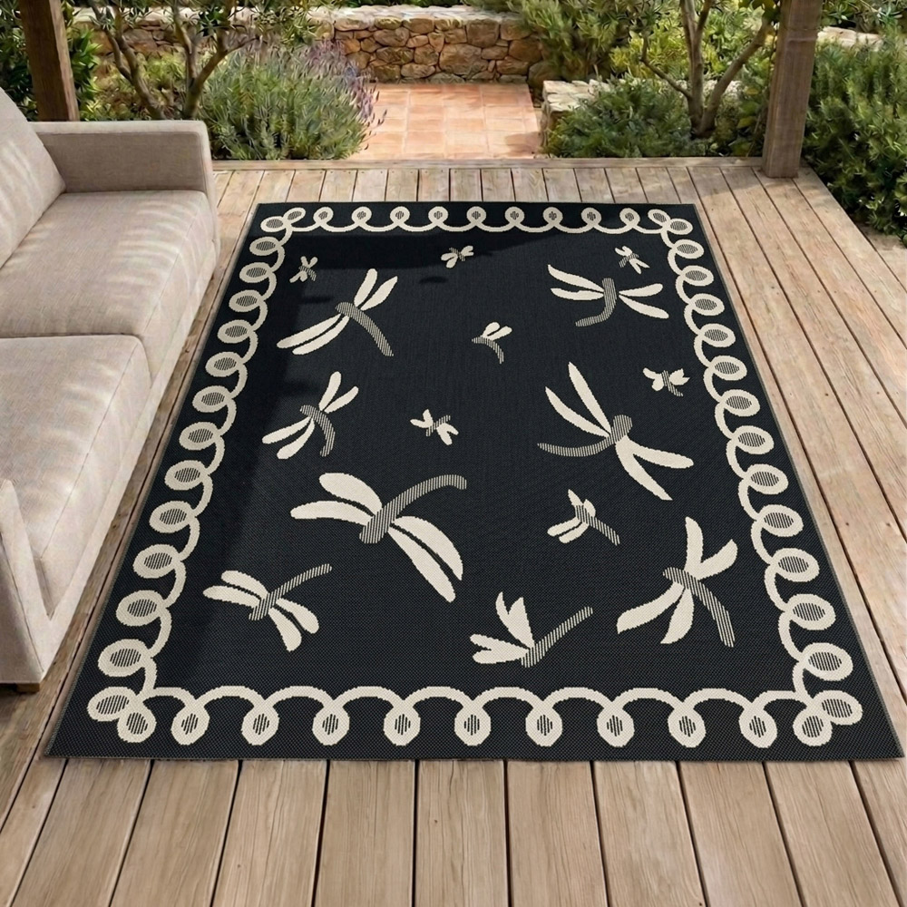 Portland Rugstyle Black Dragonfly Rug 80 x 150cm Image 1
