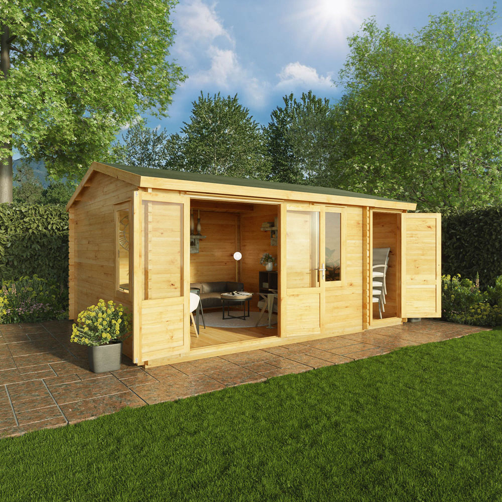 Mercia 16.7 x 13.1ft Home Office Log Cabin with Side Shed Image 6