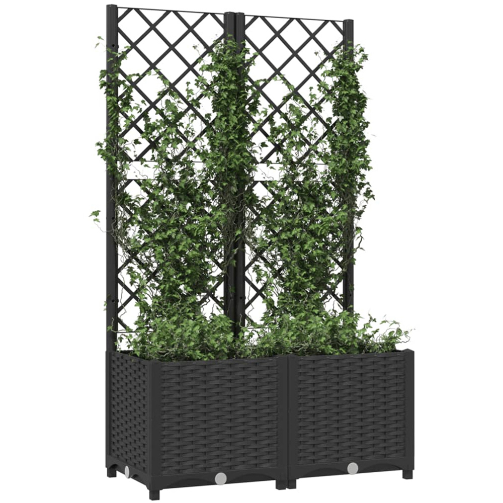 vidaXL Black Plastic Garden Planter with Trellis 80 x 40 x 136cm Image 2